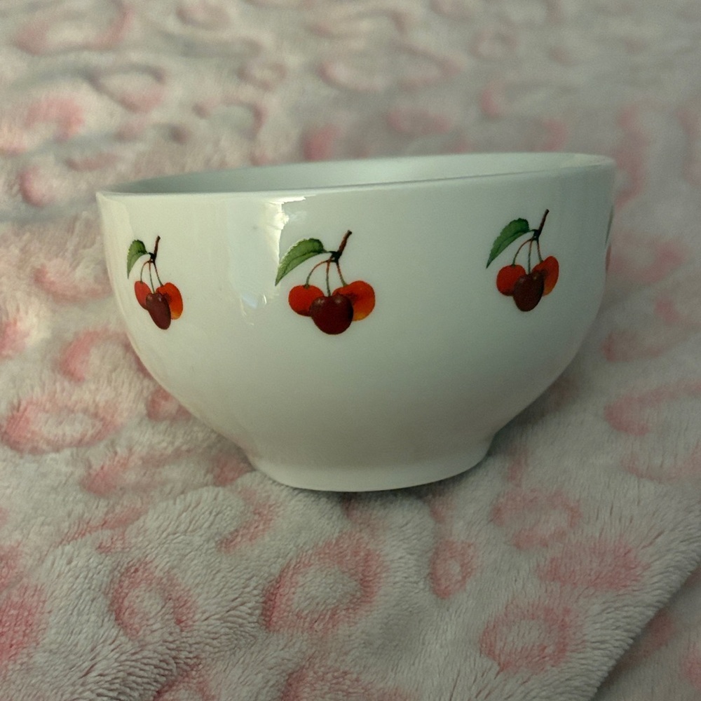 Cherry Design White Ceramic Bowl